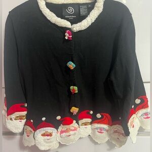 Michael Simon Event 2001 Vintage Santa Claus Christmas Cardigan holiday Sweater